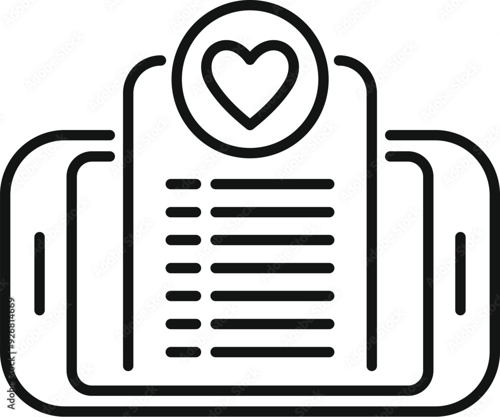 Aufkleber simple icon of online dating with a smartphone displaying a list and a heart