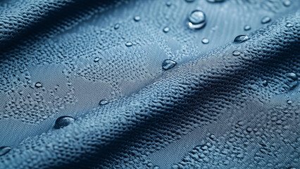 Close-Up of Waterproof Fabric with Water Droplets