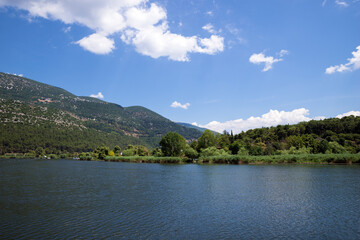 The shore of the little island in lake Pamvotida, Ioannina, Greece