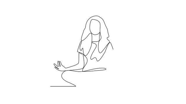 One continuous line drawing of Yoga activity vector illustration.  Yoga are combines physical postures, breathing technique, meditation, and philosophical principles. Sport theme design vector concept