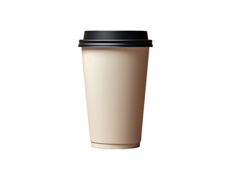 A coffee cup placed elegantly on a sleek black background, highlighting its shape and texture.