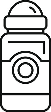 recommend clip art: Simple, bold line art illustration of a roll on deodorant bottle, emphasizing its practical design and refreshing purpose