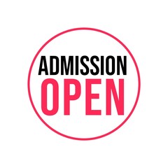 School College University Admissions Open. Flat lettering text on white background. Open enrollment. Admission post banner. Back to School. Enroll now. Admission Open logo