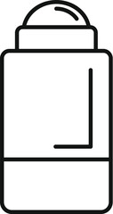 Simple black and white line drawing of a roll on deodorant stick, perfect for lifestyle, beauty or hygiene concepts