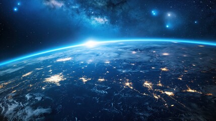 Obraz premium Earth from Space at Sunrise created by ai