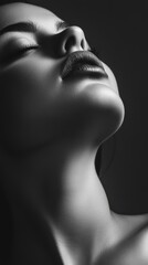 A woman with her eyes closed and lips parted, AI