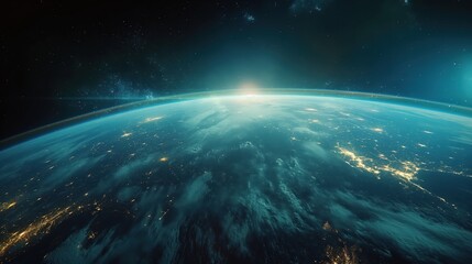 Obraz premium Earth from Space at Sunrise created by ai