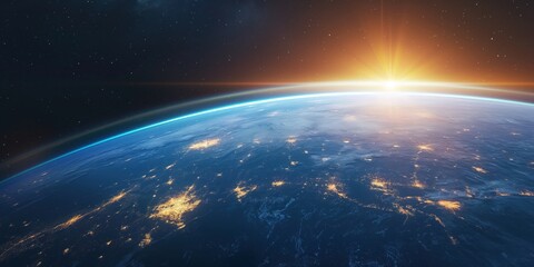 Earth from Space at Sunrise created by ai