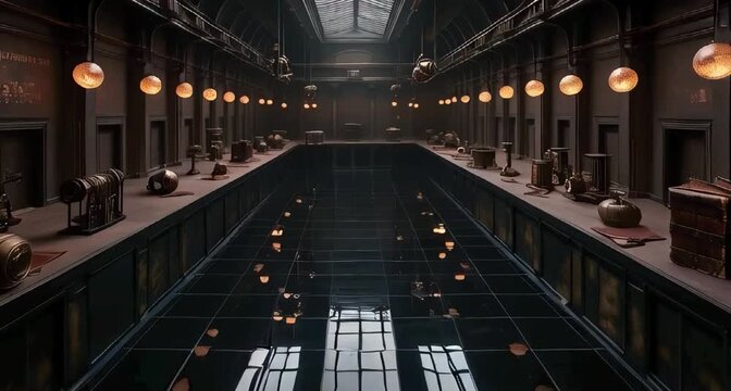 A cinematic photograph of a steam punk setting