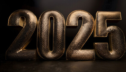Obraz premium New Year 2025. Numbers 2025, snake texture. Year of the Snake