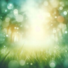 Obraz premium gentle, softly blurred green backdrop with light-colored center and fuzzy, dark borders