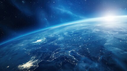 Obraz premium Earth from Space at Sunrise created by ai