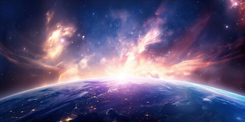 Earth from Space at Sunrise created by ai