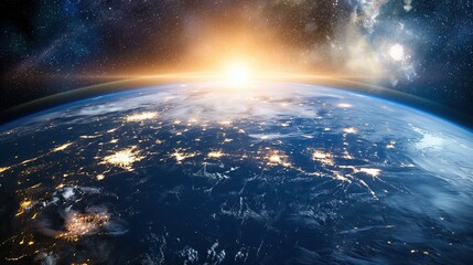 Earth from Space at Sunrise created by ai