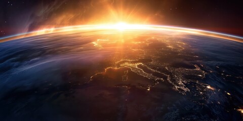 Earth from Space at Sunrise created by ai