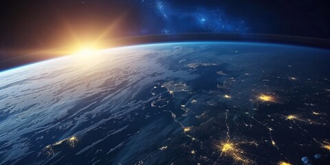 Earth from Space at Sunrise created by ai