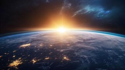 Earth from Space at Sunrise created by ai