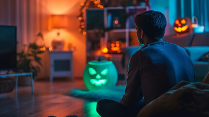 A lonely man on Halloween