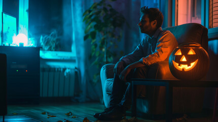 A lonely man on Halloween
