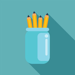 Pencils standing in a blue container, ready to be used for writing or drawing