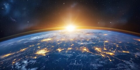 Earth from Space at Sunrise created by ai