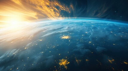 Earth from Space at Sunrise created by ai