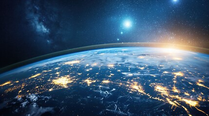 Obraz premium Earth from Space at Sunrise created by ai