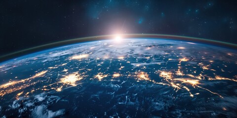 Obraz premium Earth from Space at Sunrise created by ai