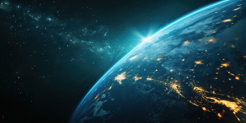Obraz premium Earth from Space at Sunrise created by ai