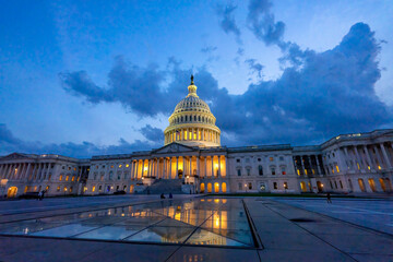 US Capitol Noth Side Illuminated Reflection Washington DC