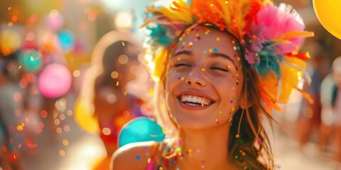 Joyful Woman Celebrating with Confetti created by ai