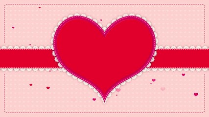 valentine card with heart  feame 4k animation, ribbon and flying hearts, marriage and anniversary copy space motion design element - Powered by Adobe