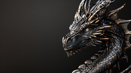 The head of a black dragon with gold accents.
