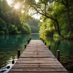 wooden bridge over the lake