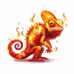 Fototapeta premium Chameleon flame animal cartoon isolated whitebackground 16:9