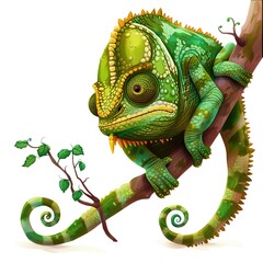 Fototapeta premium Chameleon Guilt emotion fantasy animal cartoon isolated whitebackground