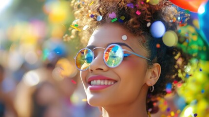 Joyful Woman Celebrating with Confetti created by ai