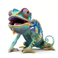 Fototapeta premium Chameleon Happiness emotion fantasy animal cartoon isolated whitebackground 16:9