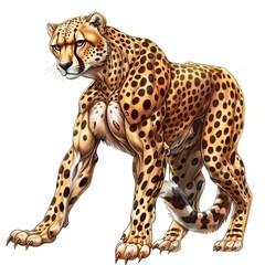 Cheetah muscle fantasy animal cartoon isolated whitebackground 16:9