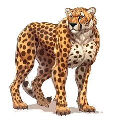 Cheetah muscle fantasy animal cartoon isolated whitebackground 16:9