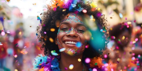Joyful Woman Celebrating with Confetti created by ai