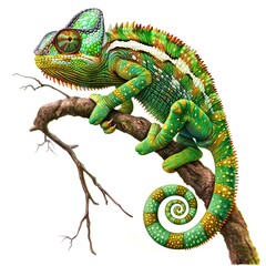 Obraz premium Chameleon Wood element animal cartoon isolated whitebackground 16:9