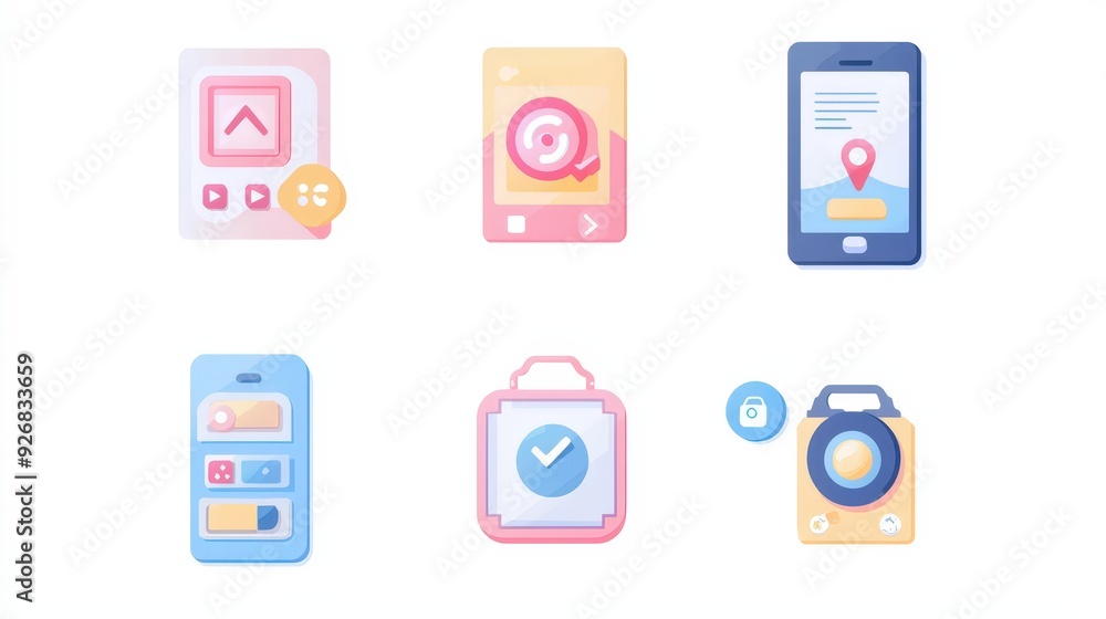 Poster mobile app interface design elements.