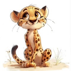 Cheetah Gratitude emotion fantasy animal cartoon isolated whitebackground