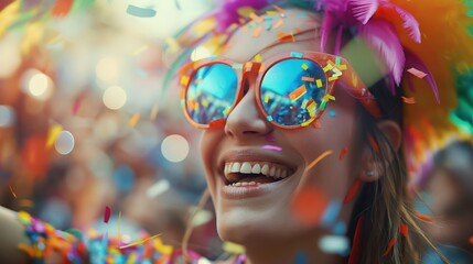 Joyful Woman Celebrating with Confetti created by ai