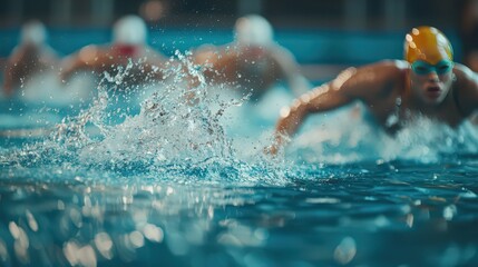 Swimmer Pushing Off The Wall In A Swimming Pool.