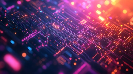 Obraz premium Abstract Technology Background with Glowing Circuits
