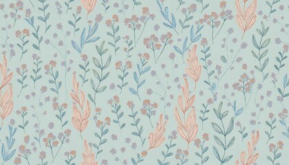 Seamless floral pattern, delicate abstract nature ornament for wallpaper, fashion textile print background. pastel colors botanical design. Generative Image