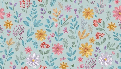 Seamless floral pattern, delicate abstract nature ornament for wallpaper, fashion textile print background. pastel colors botanical design. Generative Image