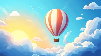 Fototapeta premium A cartoon hot air balloon floating in the sky 